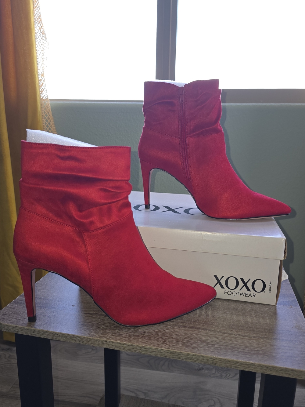 Taniah Red Faux Suede Slouchy Stiletto Ankle Booties 10M NIB